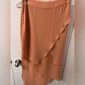 Pink Layered skirt with tie belt